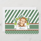 ジャングルモンキーサファリアニマルボーイ誕生日写真 招待状 (裏面)