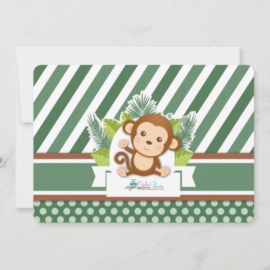 ジャングルモンキーサファリアニマルボーイ誕生日写真 招待状 (裏面)