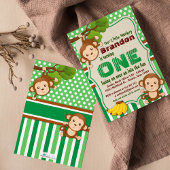 ジャングルモンキーサファリアニマル子供の誕生日 招待状