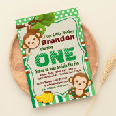 ジャングルモンキーサファリアニマル子供の誕生日 招待状