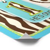 ジャングルモンキーサファリファースト誕生日バナーブルー ポスター (角)