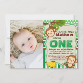 ジャングルモンキーサファリボーイファースト誕生日写真 招待状 (正面)