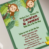 ジャングルモンキーサファリ動物カップル赤ちゃんシャワー 招待状