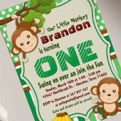 ジャングルモンキーサファリ 動物の子供の誕生日 招待状