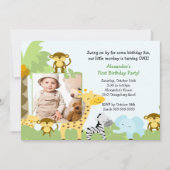 ジャングルモンキーフォト誕生日招待状 招待状 (正面)
