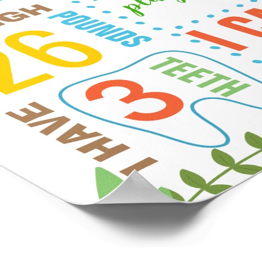 ジャングルモンキー動物園の最初の誕生日の黒板看板 ポスター (角)