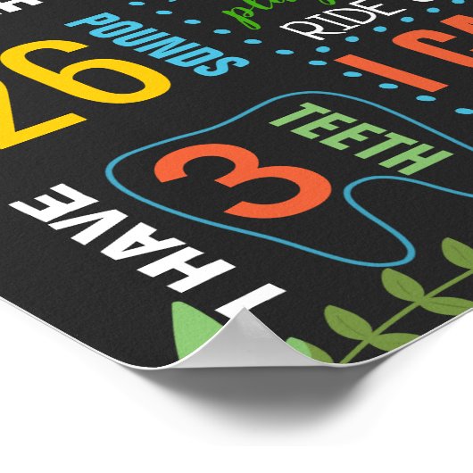 ジャングルモンキー動物園の最初の誕生日の黒板看板 ポスター (角)