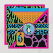 ジャングルモンキー6番目の誕生日招待状ワイルド 招待状 (正面/裏面)