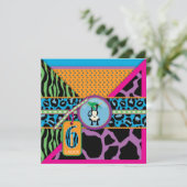 ジャングルモンキー6番目の誕生日招待状ワイルド 招待状 (スタンド正面)