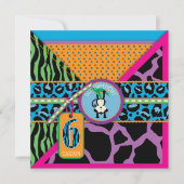 ジャングルモンキー6番目の誕生日招待状ワイルド 招待状 (正面)