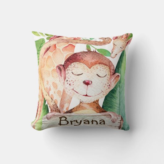 ジャングルモンキー&キラフェサファリベッドルーム子供部屋 クッション (正面)