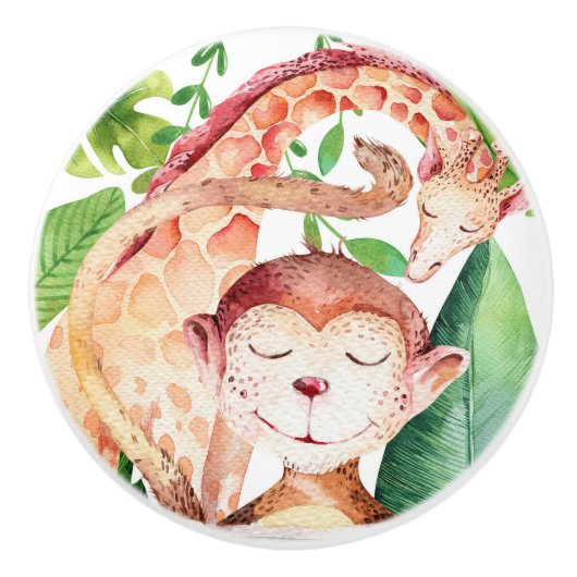 ジャングルモンキー&キラフェサファリベッドルーム子供部屋 セラミックノブ (正面)