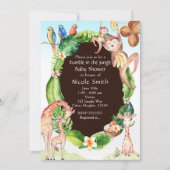 ジャングルモンキー&キリンベビーシャワー招待状 招待状 (正面)