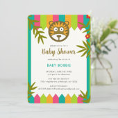 ジャングルユニーク鮮やかテーマライオンベビーシャワーパーティー 招待状 (スタンド正面)