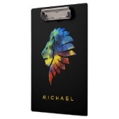 ジャングルライオンの水色の名前モノグラムのキング クリップボード (左)