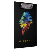 ジャングルライオンの水色の名前モノグラムのキング クリップボード (右)