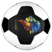 ジャングルライオンの水色の名前モノグラムのキング サッカーボール (回転)