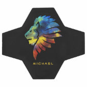 ジャングルライオンの水色の名前モノグラムのキング サッカーボール (フラット)