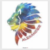 ジャングルライオンの水色の名前モノグラムのキング シール (シート)