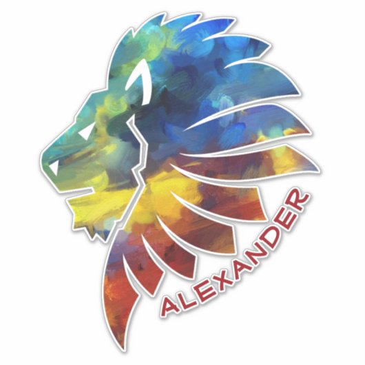 ジャングルライオンの水色の名前モノグラムのキング シール (正面)