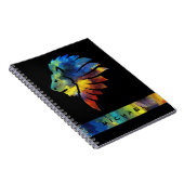 ジャングルライオンの水色の名前モノグラムのキング ノートブック (右側)