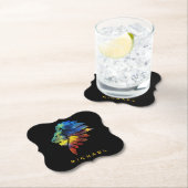 ジャングルライオンの水色の名前モノグラムのキング ペーパーコースター (インサイチュ)