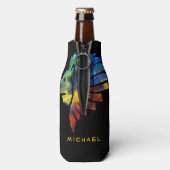 ジャングルライオンの水色の名前モノグラムのキング ボトルクーラー (ボトル裏面)