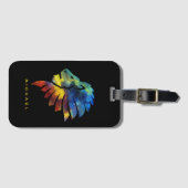 ジャングルライオンの水色の名前モノグラムのキング ラゲッジタグ (正面横)