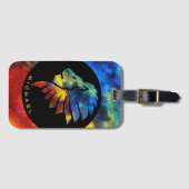 ジャングルライオンの水色の名前モノグラムのキング ラゲッジタグ (正面横)