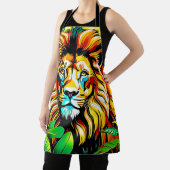 ジャングルライオンアポップ・アートのートデザイン エプロン (インサイチュ)