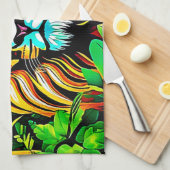 ジャングルライオンアポップ・アートのートデザイン キッチンタオル (四つ折り)