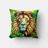ジャングルライオンアポップ・アートのートデザイン クッション (正面)
