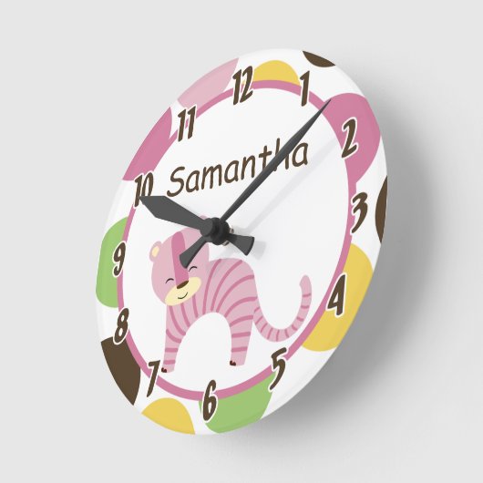 ジャングルライオンサファリパーソナライズされた時計の女王 ラウンド壁時計 (傾斜)