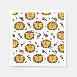 ジャングルライオンパターンキッズネーム誕生日 スタンダードカクテルナプキン