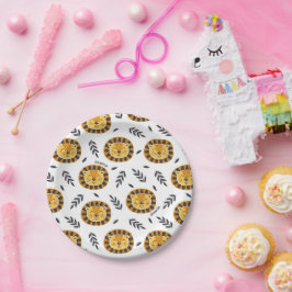 ジャングルライオンパターンキッズネーム誕生日 ペーパープレート