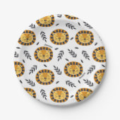 ジャングルライオンパターンキッズネーム誕生日 ペーパープレート (正面)