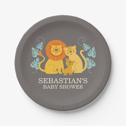 ジャングルライオンベビーシャワープレート ペーパープレート (正面)