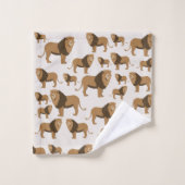 ジャングルライオン動物のパターン バスタオルセット (ウォッシュタオル)