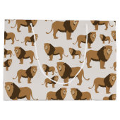 ジャングルライオン動物のパターン ラージペーパーバッグ (裏面)