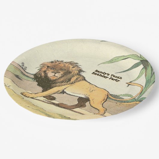 ジャングルライオン誕生パーティー ペーパープレート (アングル)