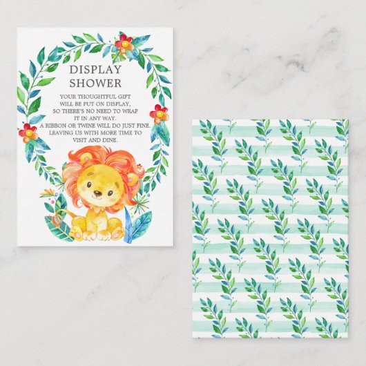 ジャングルライオン赤ちゃんシャワーギフトディスプレイシャワー エンクロージャーカード (正面/裏面)