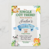 ジャングルライオン&キリン誕生日インヴィータ 招待状 (正面/裏面)