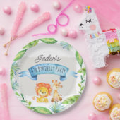 ジャングルライオン&キリン誕生日 ペーパープレート (パーティー)