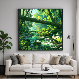 ジャングルラバイン鮮やかフォレストイラストレーションスタイル ポスター