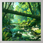 ジャングルラバイン鮮やかフォレストイラストレーションスタイル ポスター (正面)