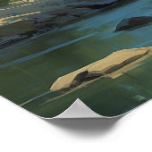 ジャングルランニングの中で驚くべきトラ絵画ギ ポスター (角)