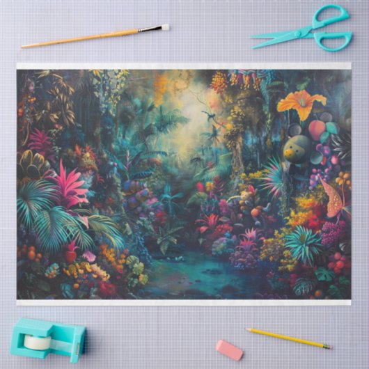 ジャングルラ鮮やかプソディ背景の切り離し 薄葉紙 (クラフト)