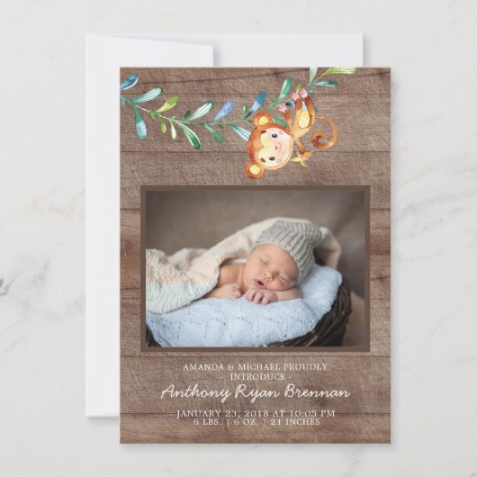 ジャングルリトルモンキー写真誕生のお知らせ 案内状 (正面)