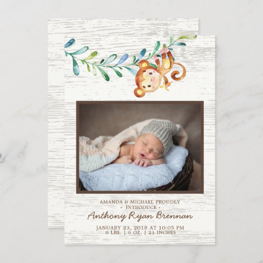 ジャングルリトルモンキー写真誕生のお知らせ 案内状 (正面/裏面)