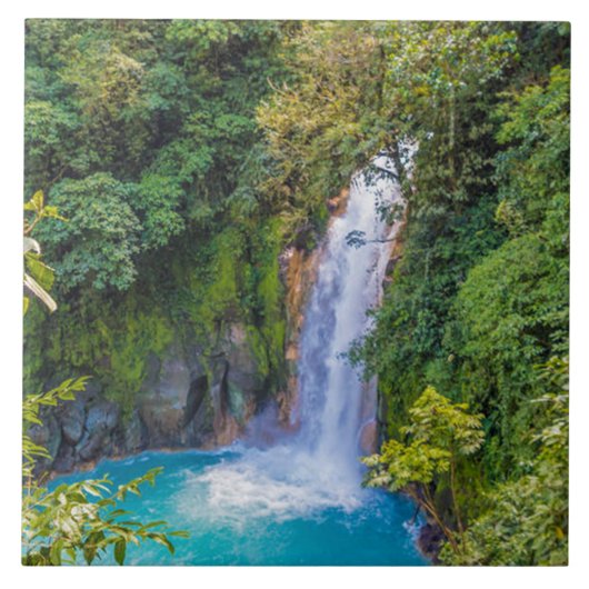 ジャングルリラックスの美しユニークい青い滝 タイル (正面)